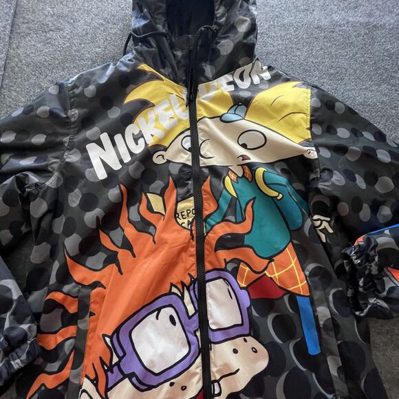 Members Only x Nickelodeon Jacket Menβs Large Black 90s Cartoon Rug Rats Arnold - Picture 2 of 13